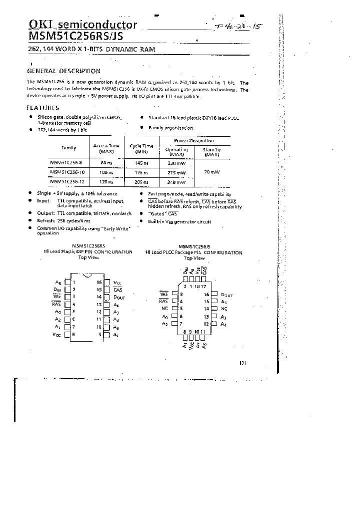 MSM51C256-8_442274.PDF Datasheet