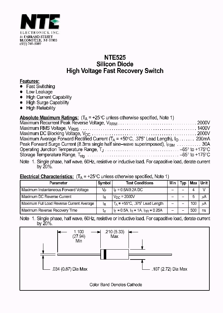 NTE525_480696.PDF Datasheet