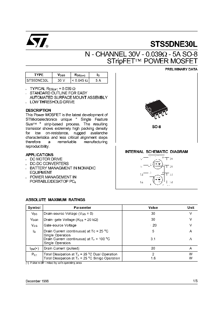 STS5DNE30L_469255.PDF Datasheet
