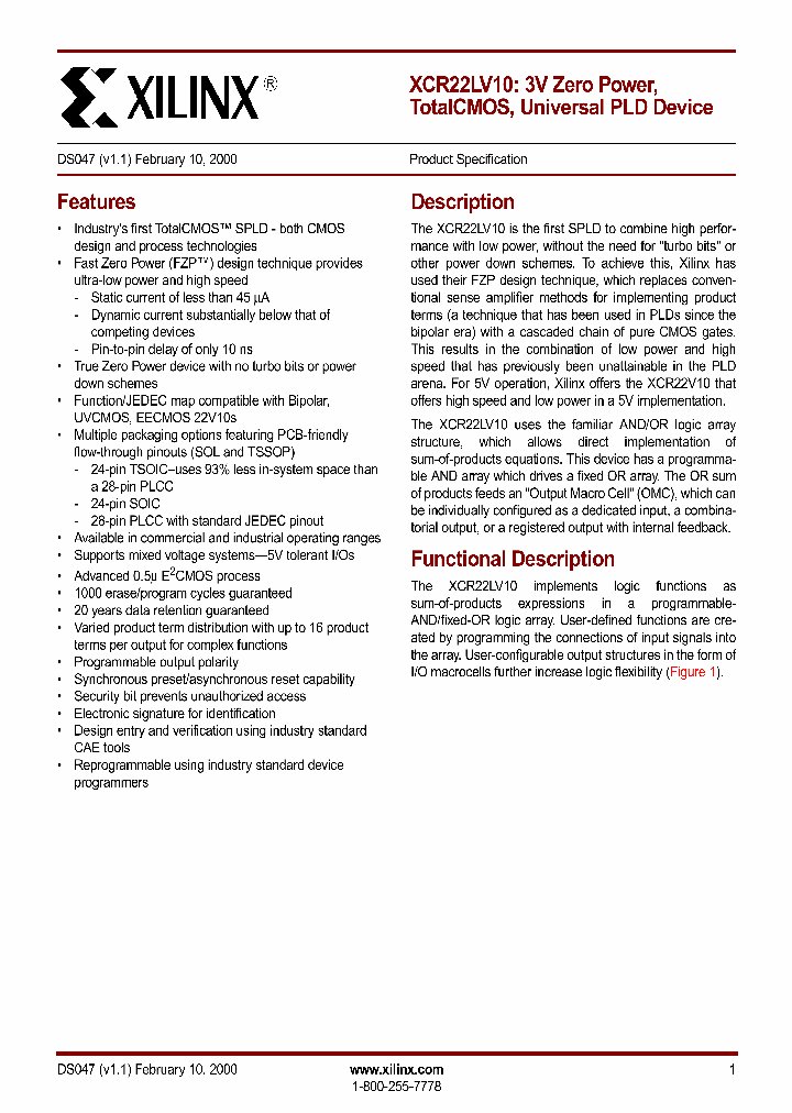XCR22LV10_453785.PDF Datasheet