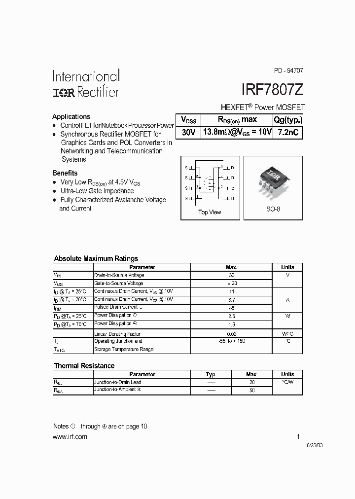 IRF7807Z_526343.PDF Datasheet