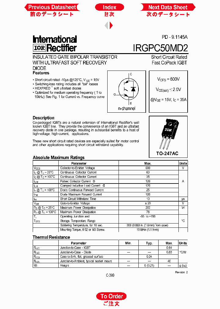 IRGPC50MD2_530340.PDF Datasheet