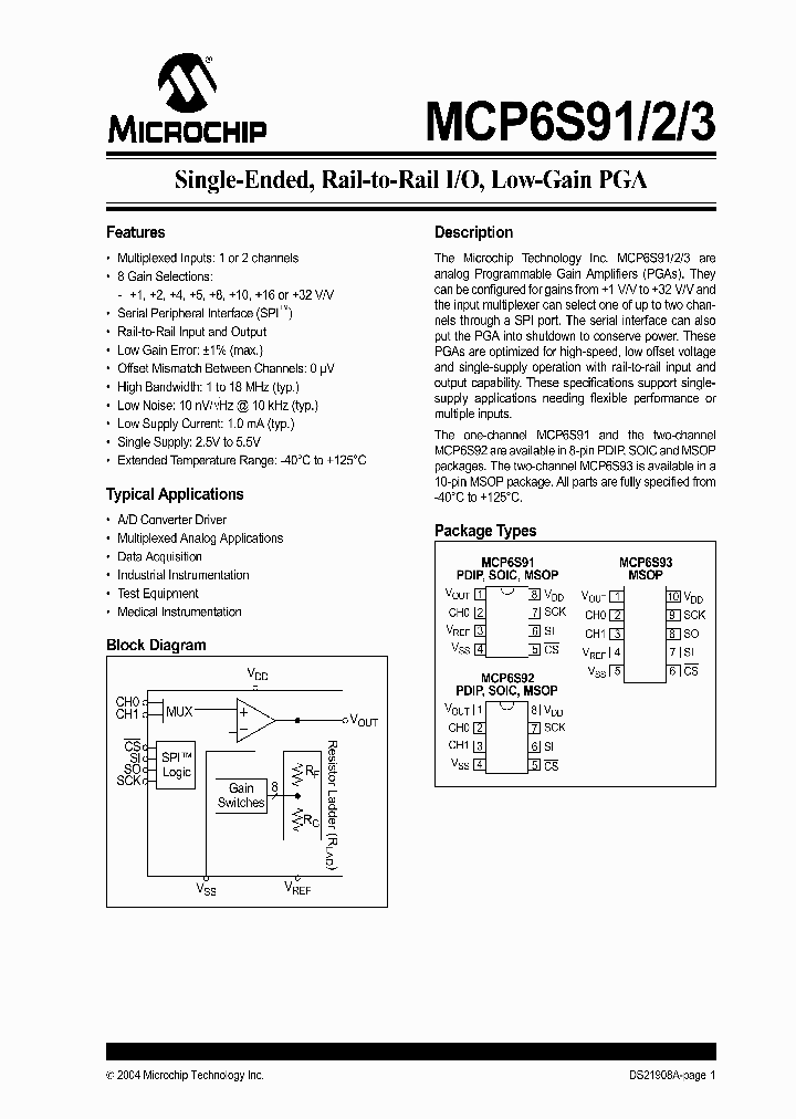 MCP6S92_540159.PDF Datasheet