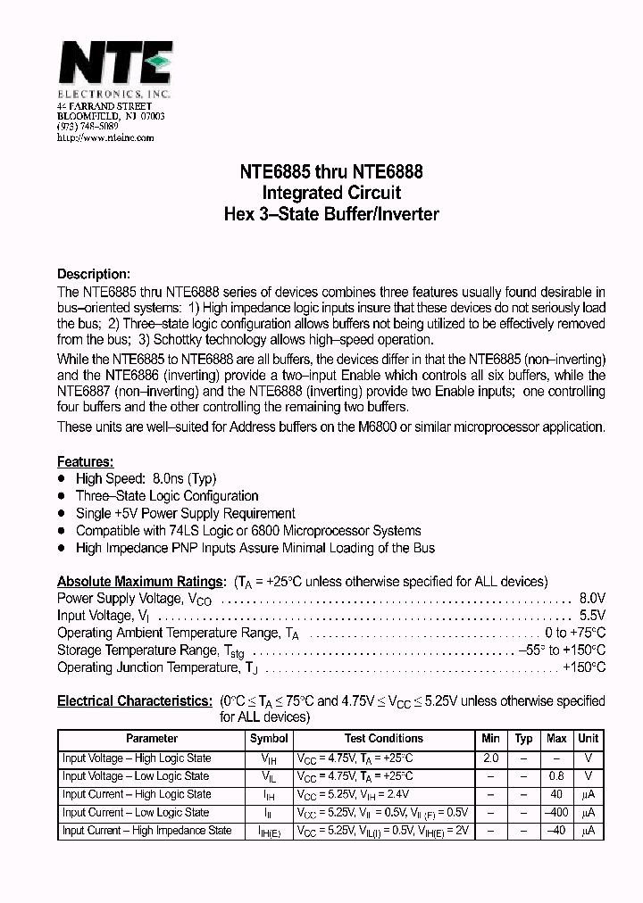 NTE6888_546028.PDF Datasheet