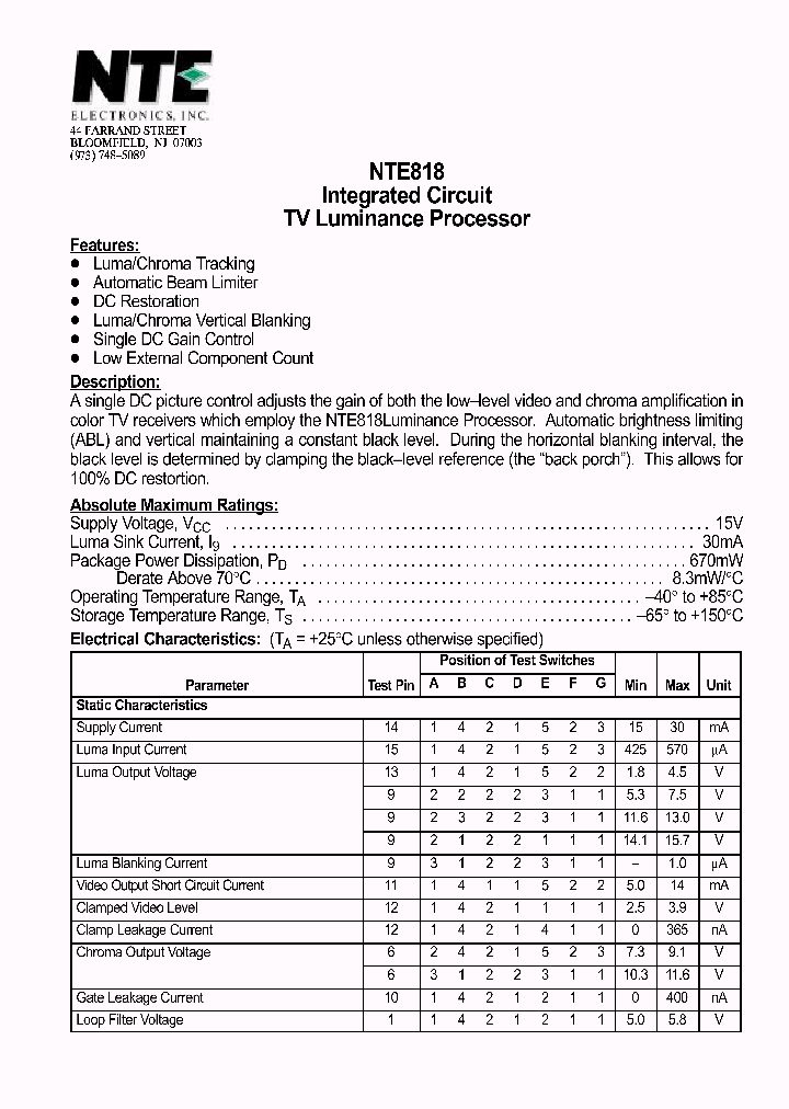 NTE818_488333.PDF Datasheet