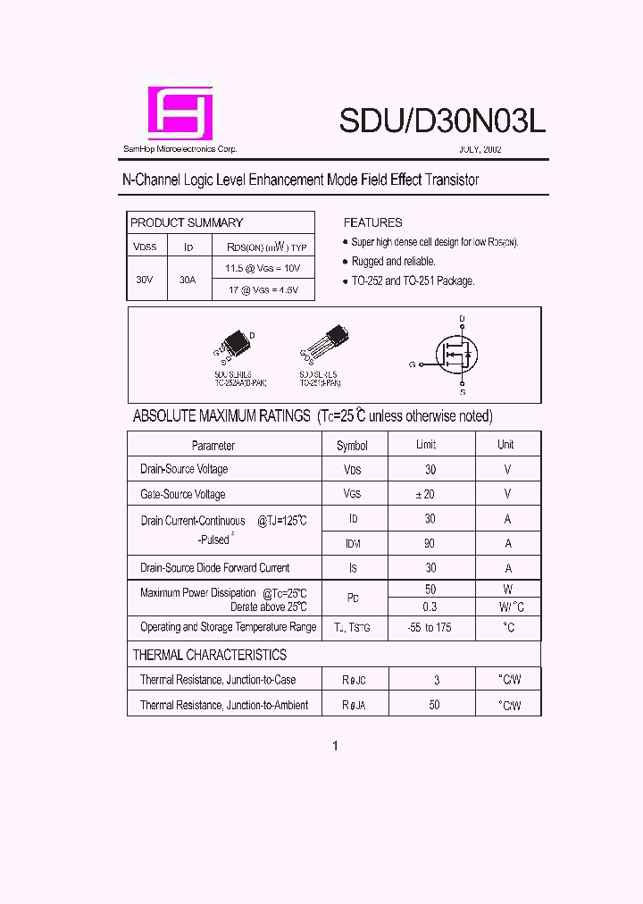 SDU30N03L_553627.PDF Datasheet