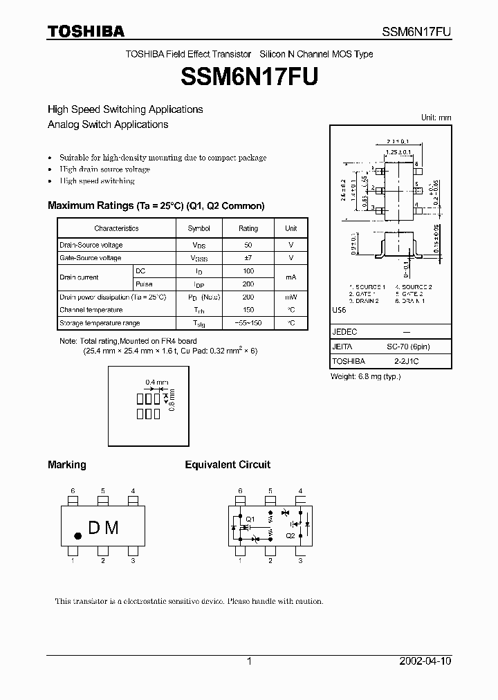 SSM6N17FU_529923.PDF Datasheet