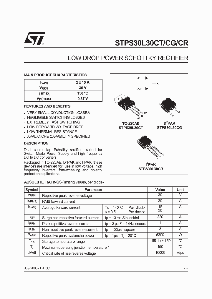 STPS30L30CG_499629.PDF Datasheet