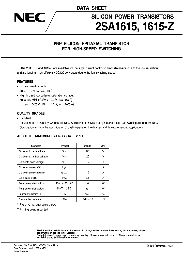 2SA1615-Z_611801.PDF Datasheet