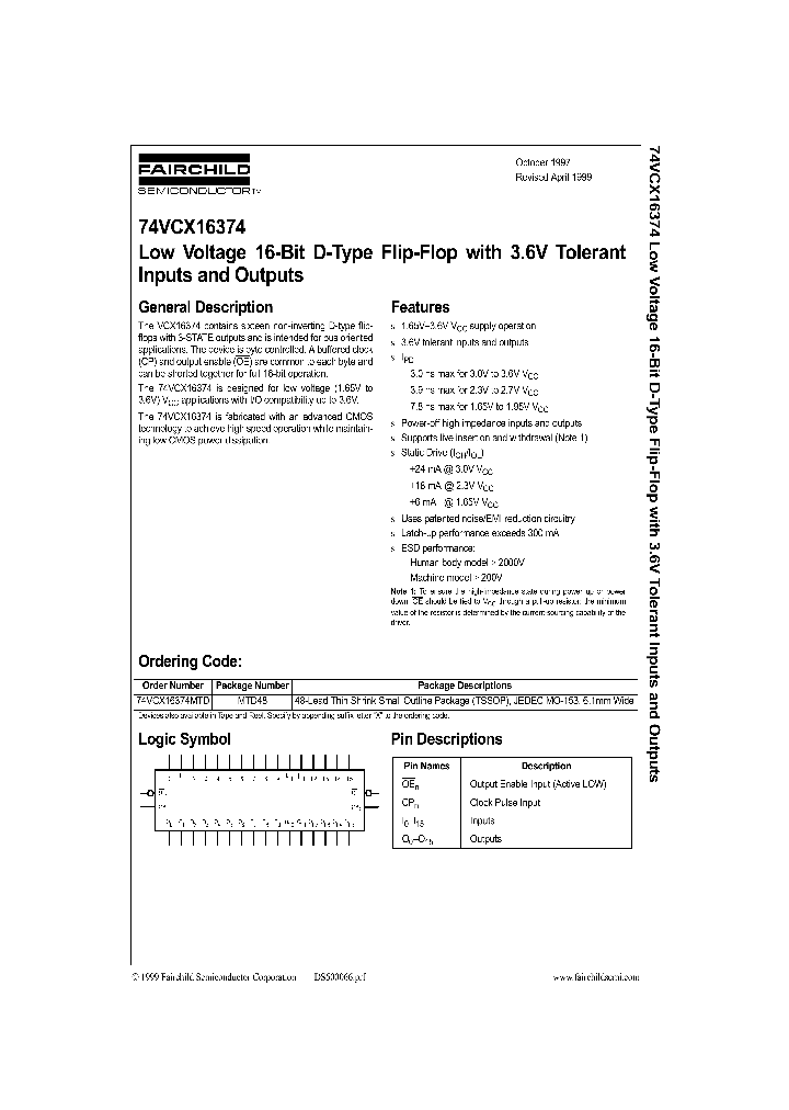 74VCX16374MTD_615927.PDF Datasheet