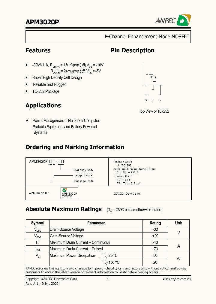 APM3020PUC-TU_640907.PDF Datasheet