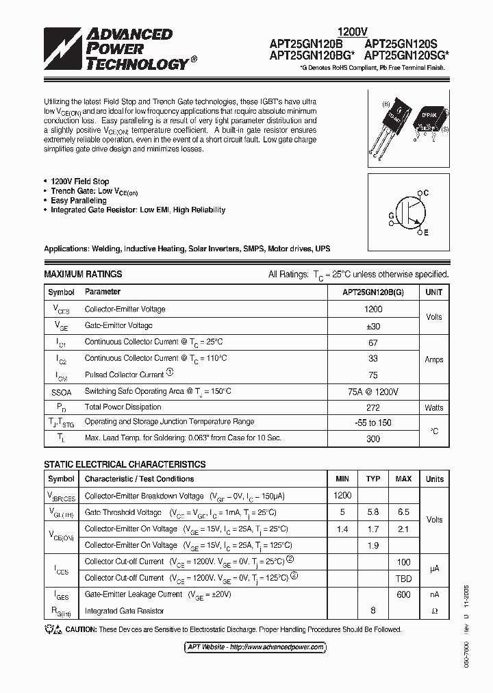 APT25GN120SG_600285.PDF Datasheet