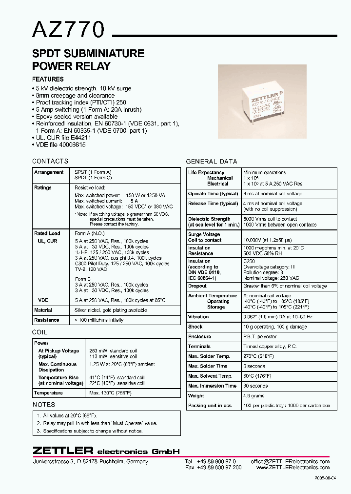 AZ770-1A-18D_664707.PDF Datasheet