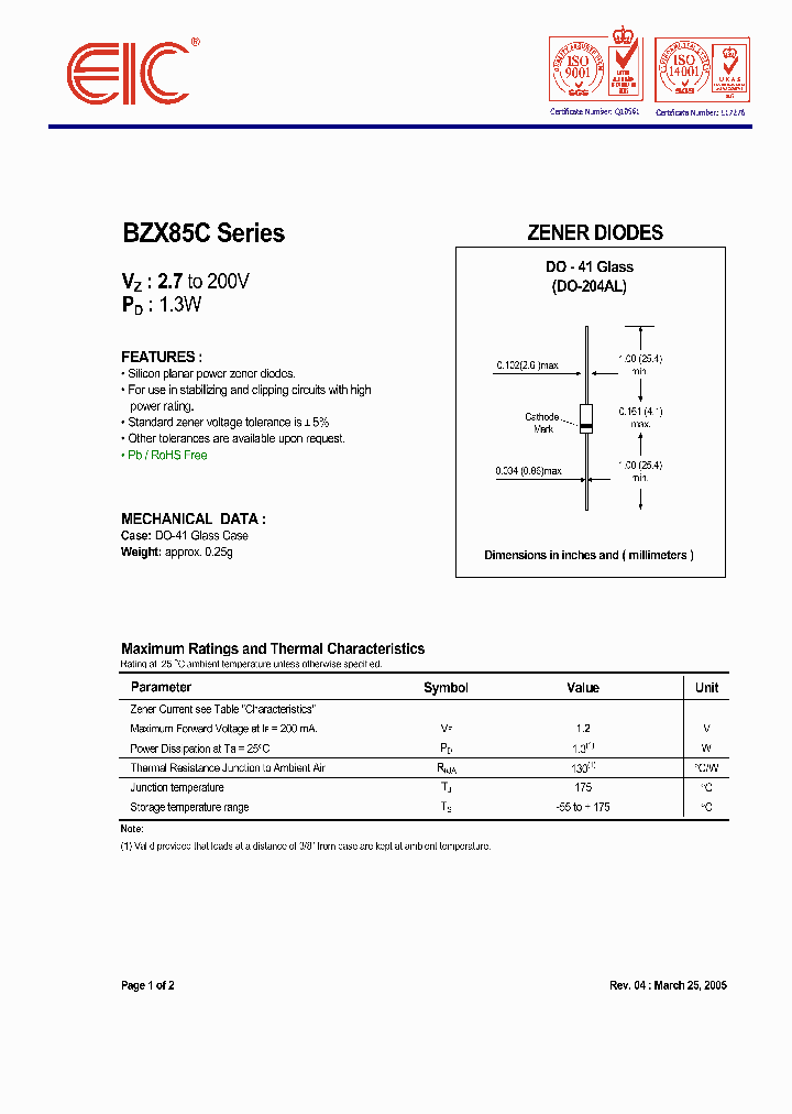 BZX85C3V0G_767706.PDF Datasheet