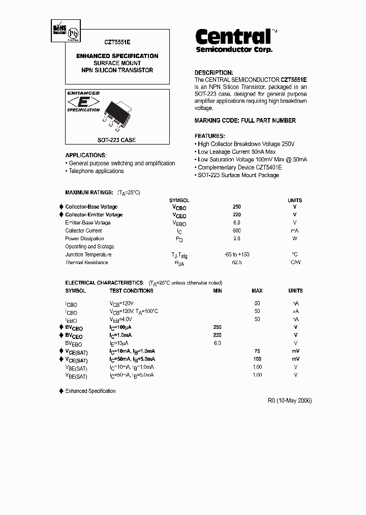 CZT5551E_635455.PDF Datasheet