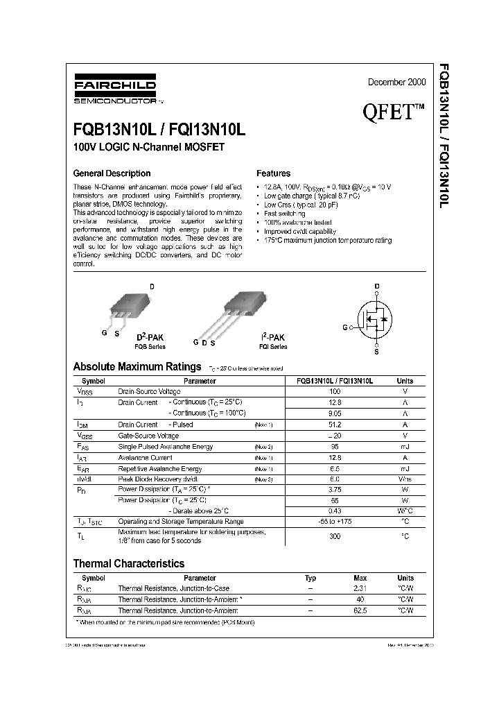 FQB13N10L_743581.PDF Datasheet