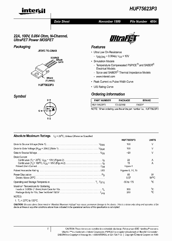 HUF75623P3_680535.PDF Datasheet