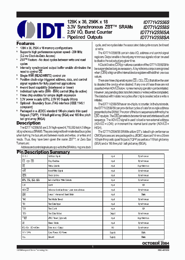 IDT71V2556S_570068.PDF Datasheet