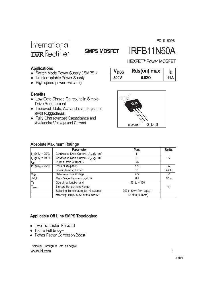 IRFB11N50A_193282.PDF Datasheet