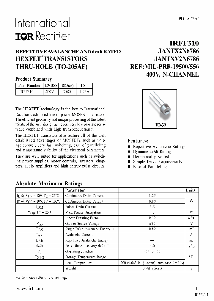 IRFF310_611425.PDF Datasheet