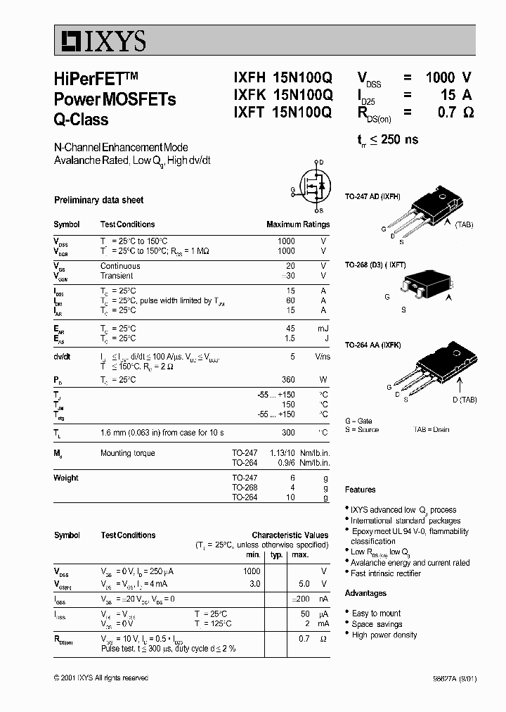 IXFH15N100_290161.PDF Datasheet