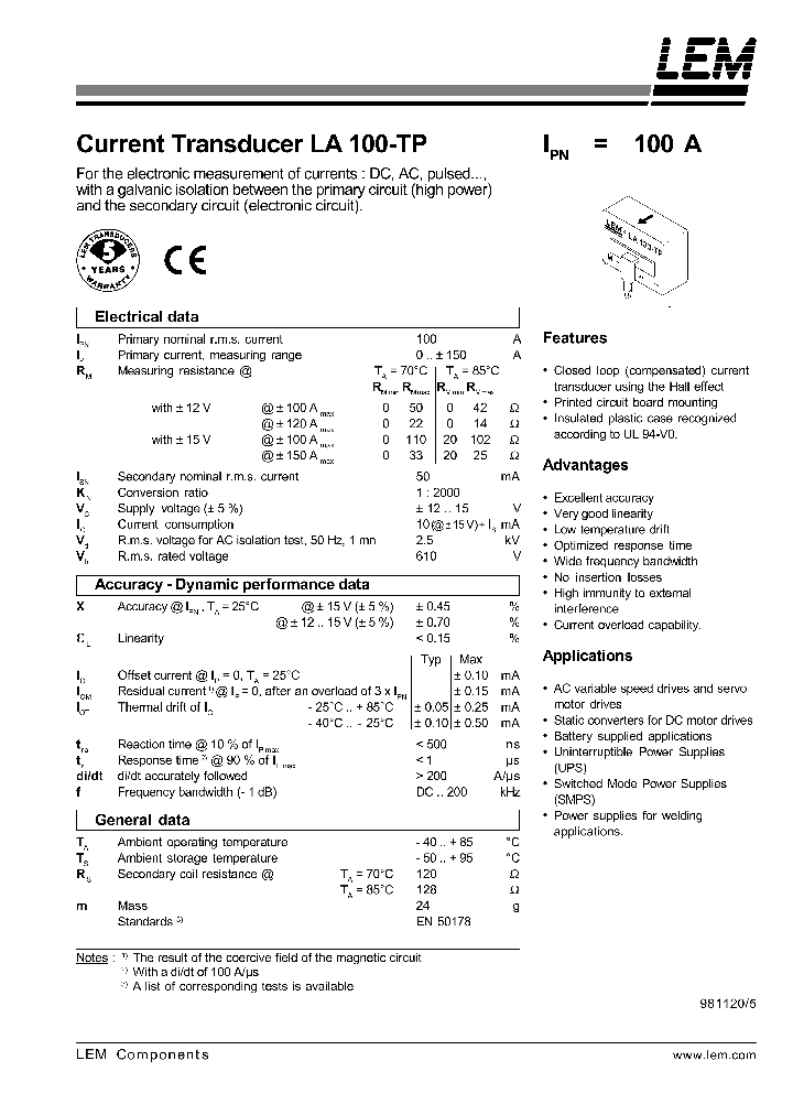 LA100-TP_700983.PDF Datasheet