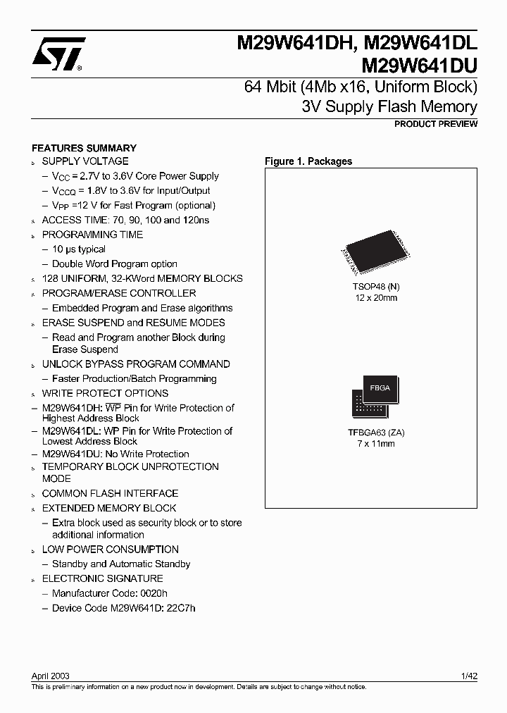 M29W641DH_245113.PDF Datasheet