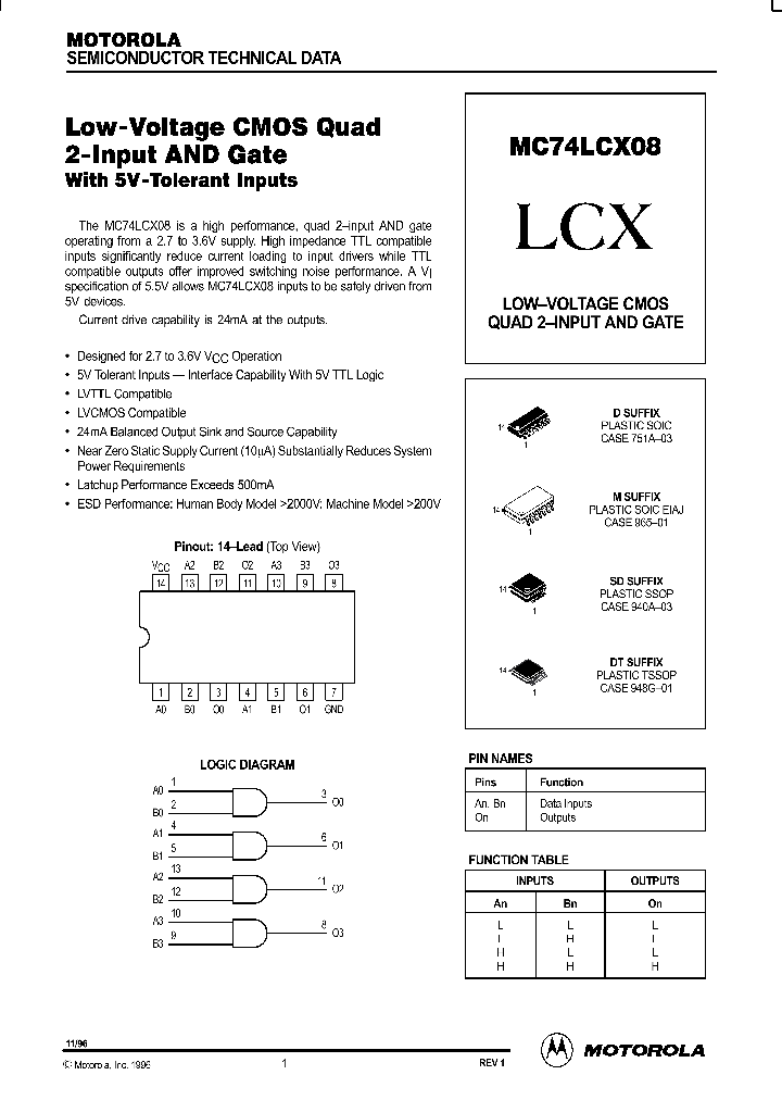 MC74LCX08_276274.PDF Datasheet