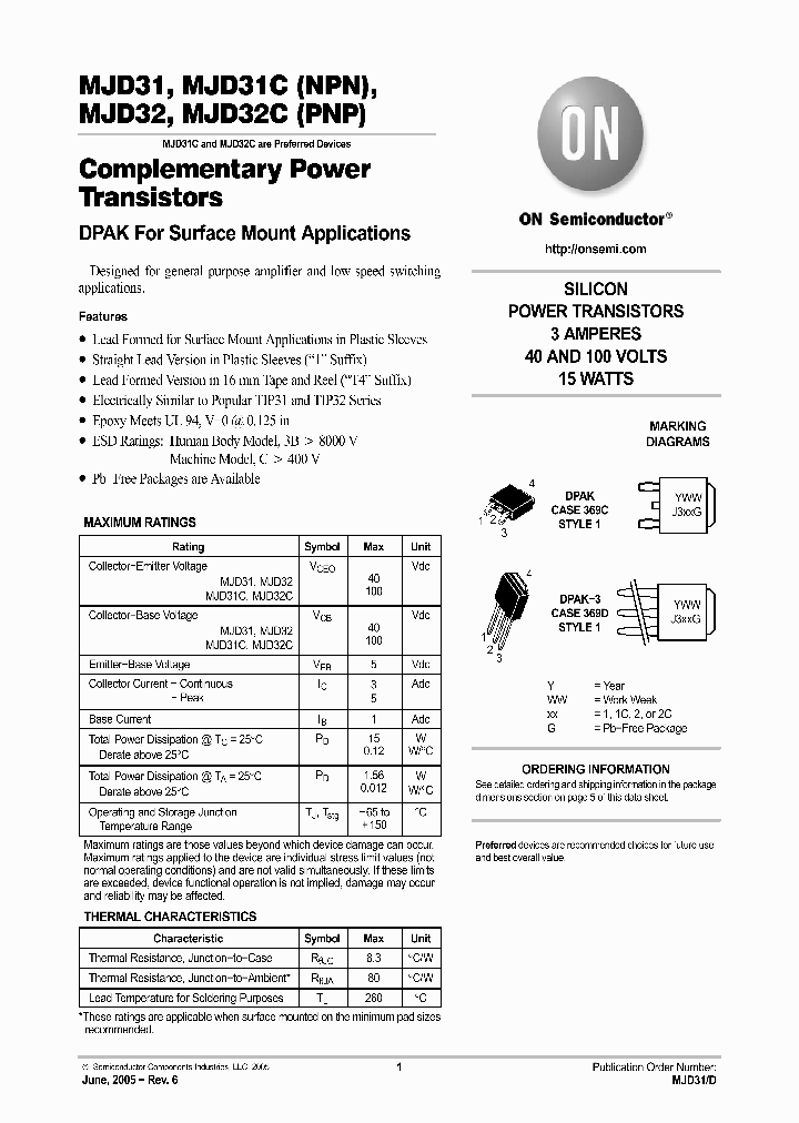 MJD31CT4G_611688.PDF Datasheet