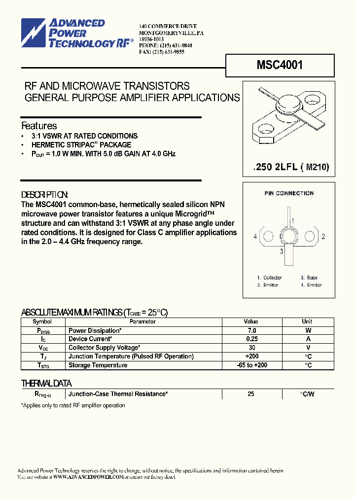 MSC4001_647568.PDF Datasheet