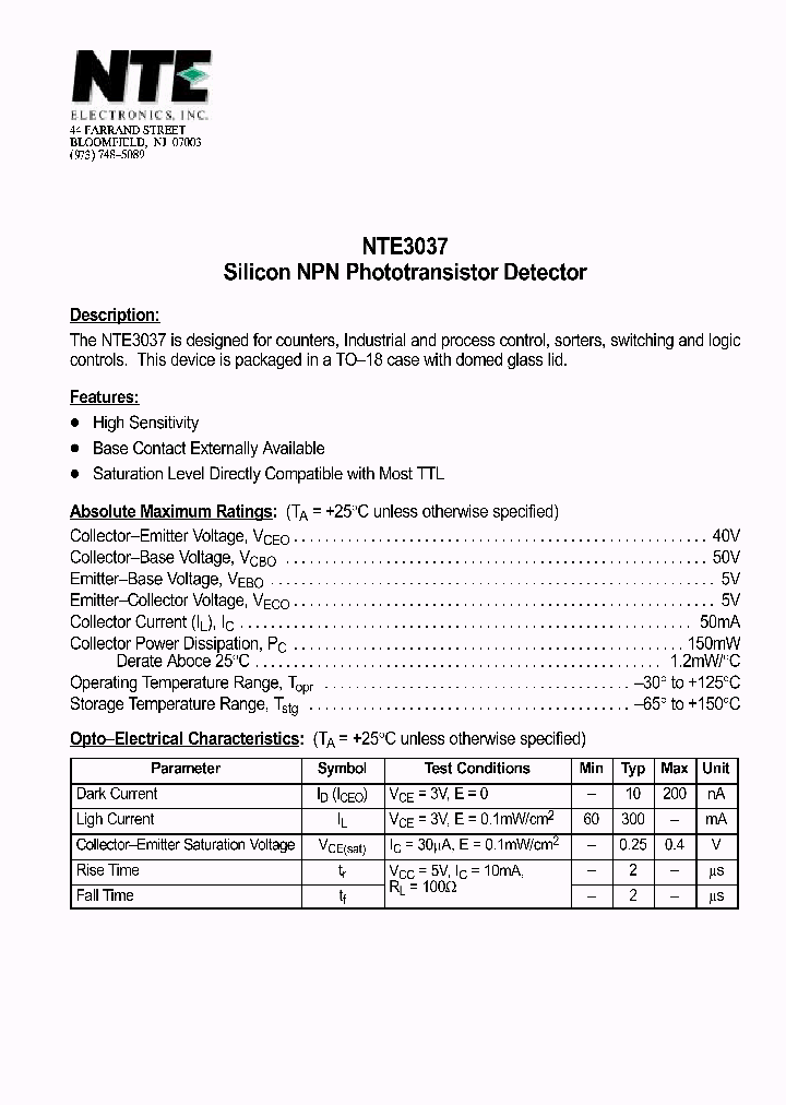 NTE3037_710355.PDF Datasheet