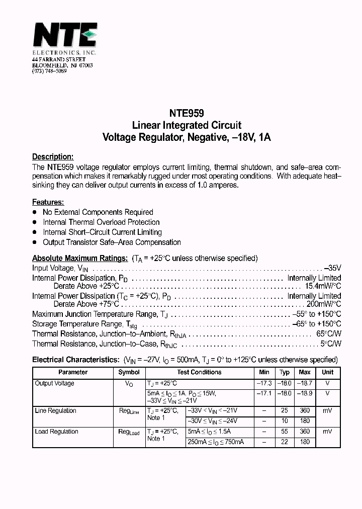NTE959_599700.PDF Datasheet