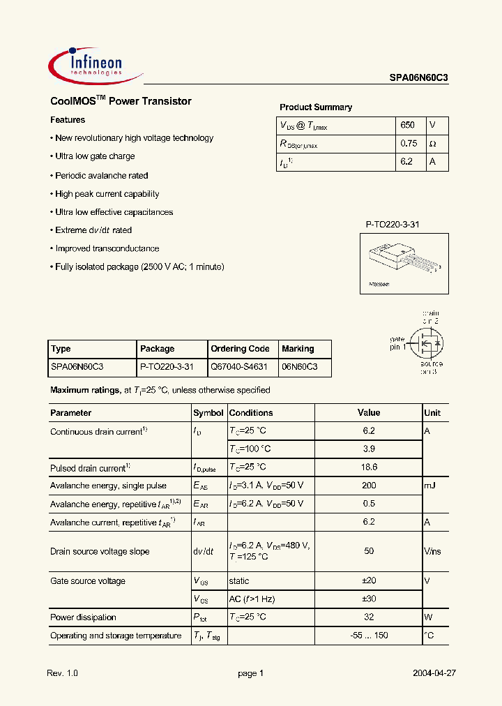 SPA06N60C3_394579.PDF Datasheet