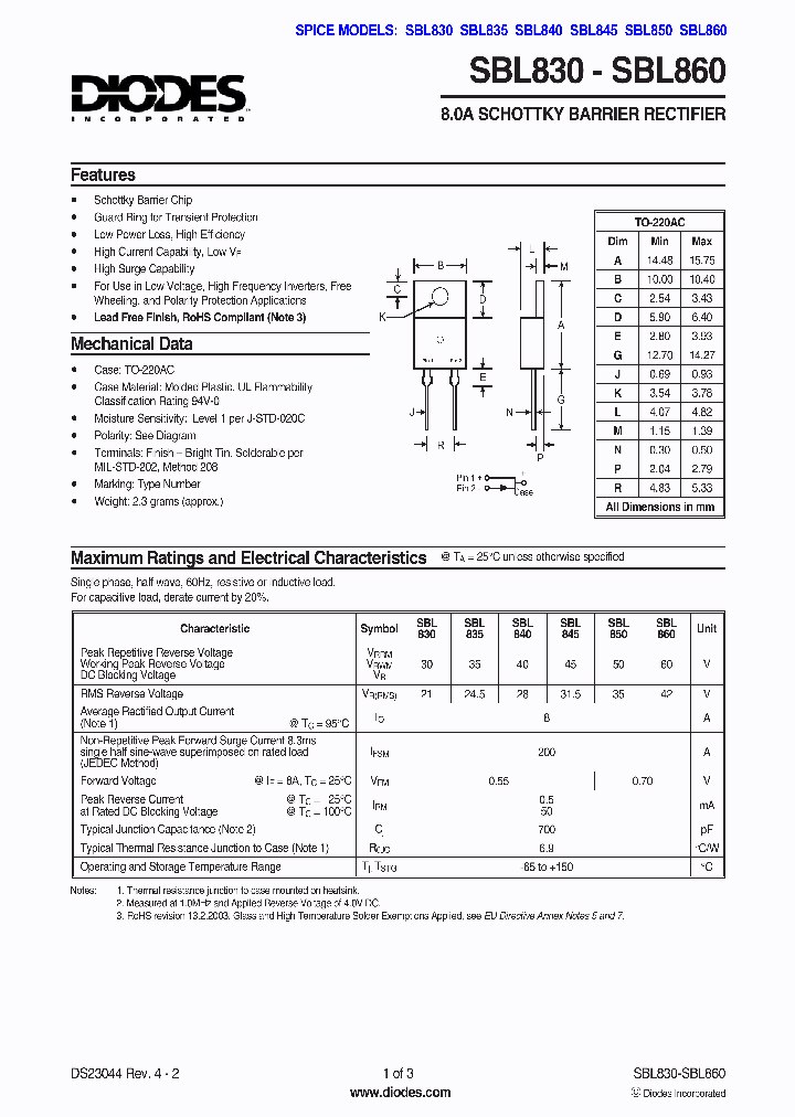 SBL830_731639.PDF Datasheet