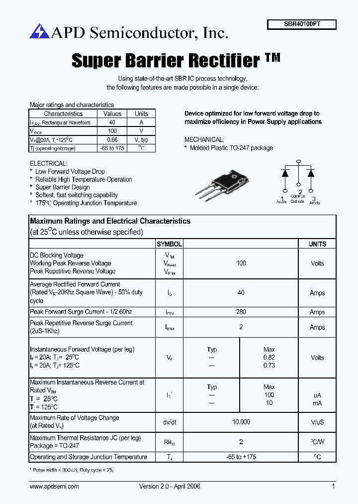 SBR40100PT_599393.PDF Datasheet