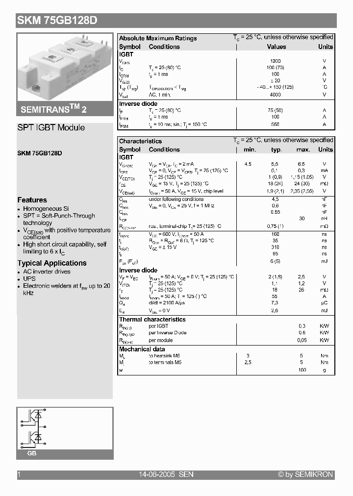 SKM75GB128D_575304.PDF Datasheet