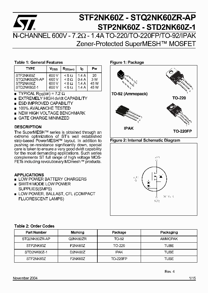 STD2NK60Z_606367.PDF Datasheet