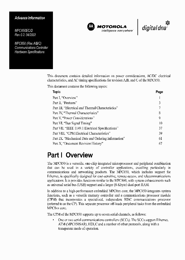 XPC850DECZT66B_602670.PDF Datasheet