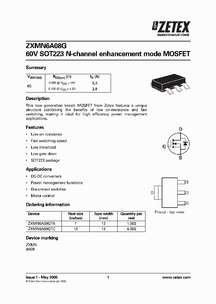 ZXMN6A08GTC_731086.PDF Datasheet