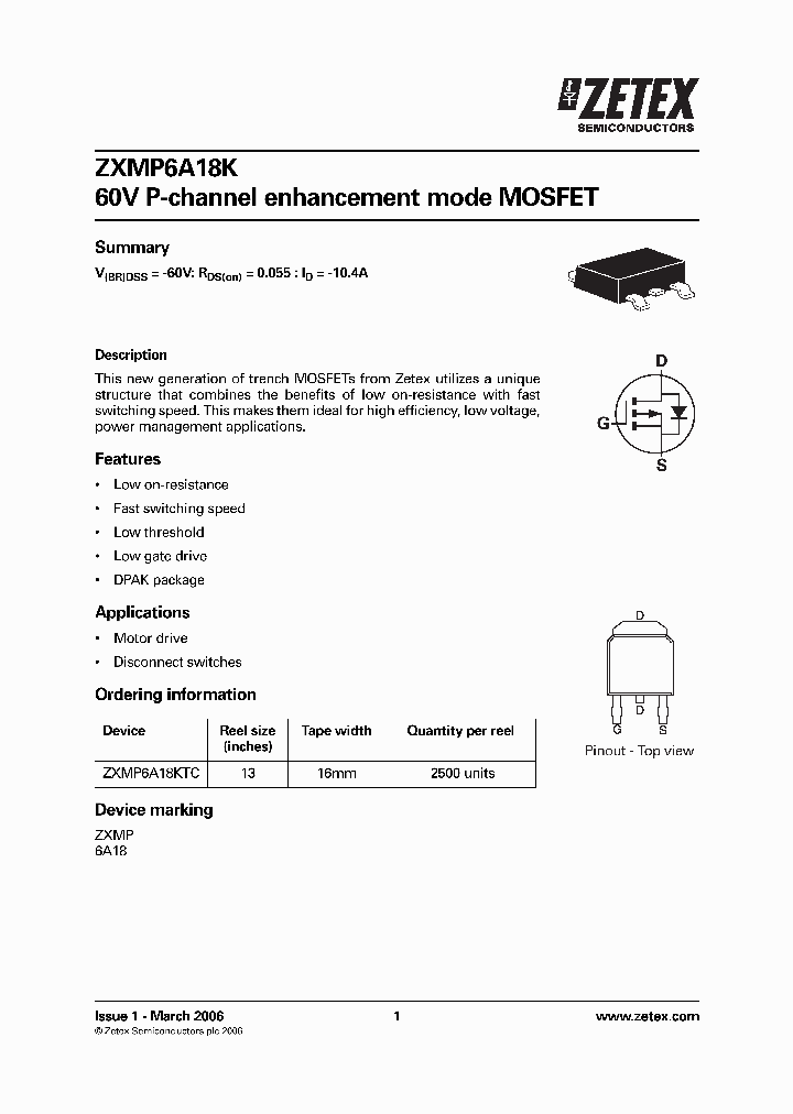 ZXMP6A18KTC_747083.PDF Datasheet
