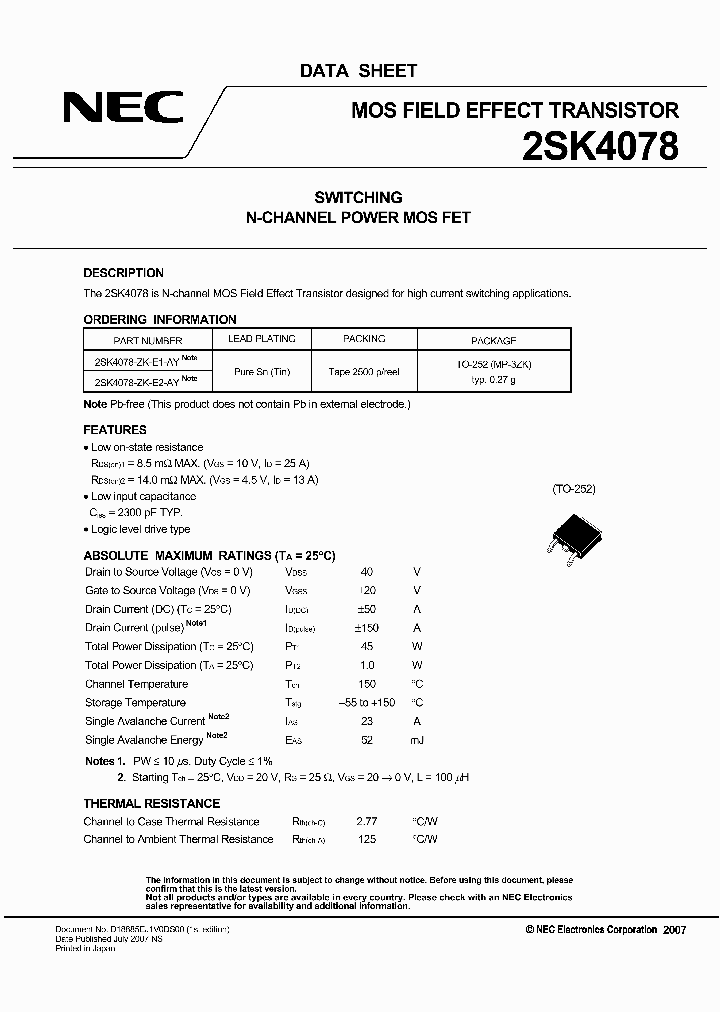 2SK4078_1014078.PDF Datasheet