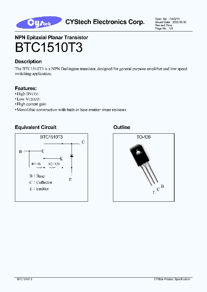 BTC1510T3_939091.PDF Datasheet
