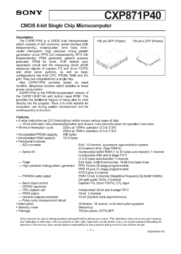 CXP871P40_1012667.PDF Datasheet