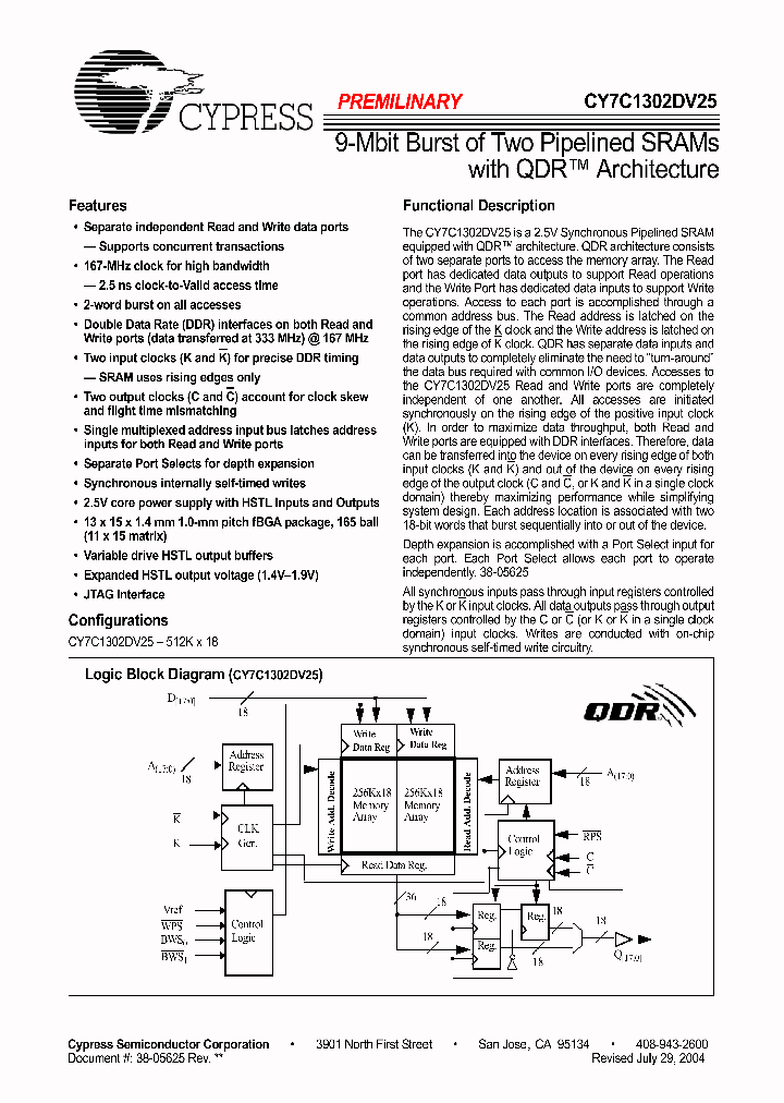 CY7C1302DV25_685015.PDF Datasheet