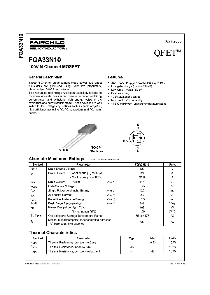 FQA33N10_803254.PDF Datasheet