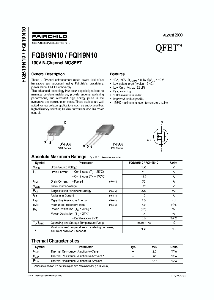 FQB19N10_798199.PDF Datasheet