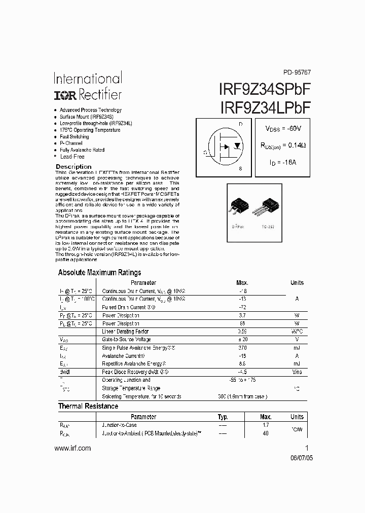 IRF9Z34LPBF_772461.PDF Datasheet