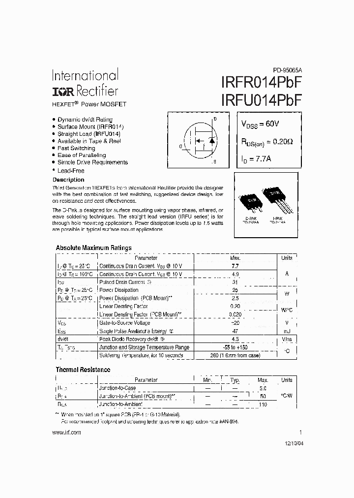 IRFU014PBF_841874.PDF Datasheet