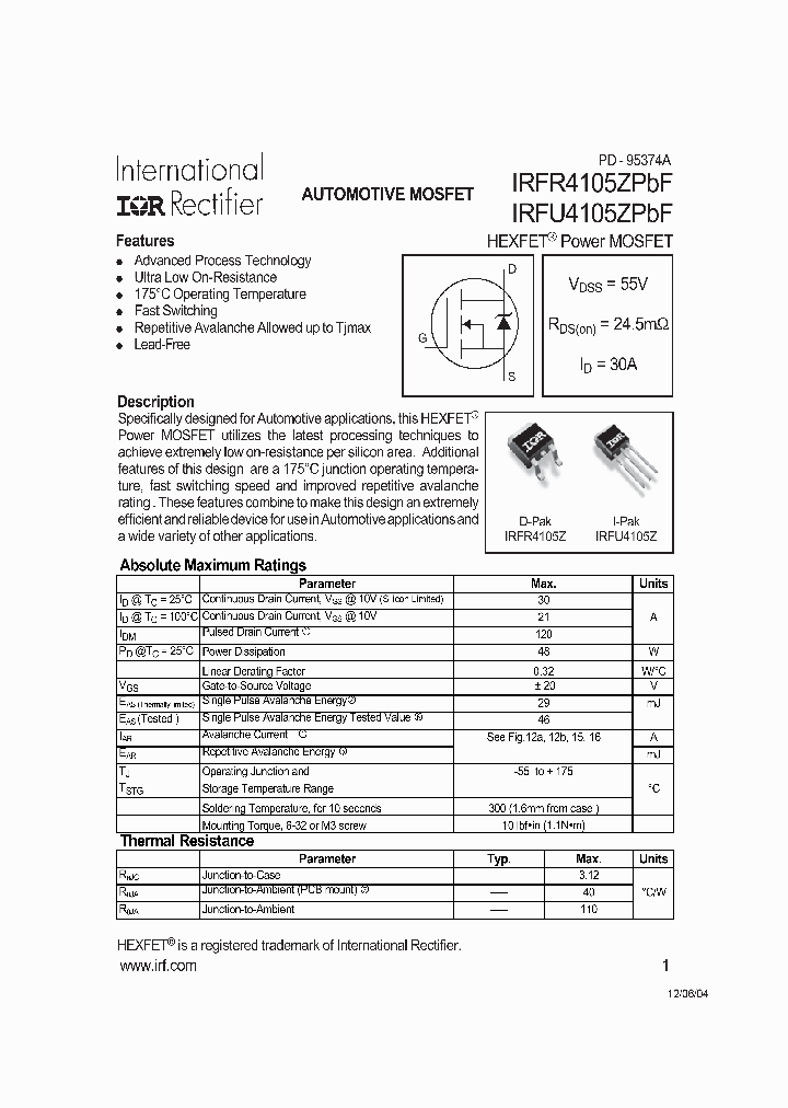 IRFR4105ZPBF_602577.PDF Datasheet