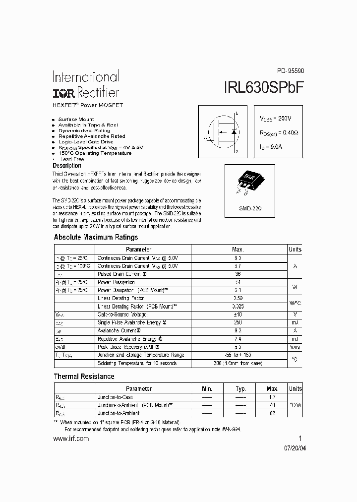 IRL630SPBF_709364.PDF Datasheet